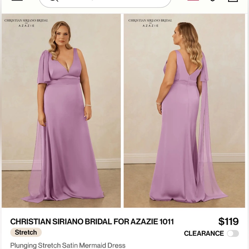 Azazie Lilac Plunging Westeria Satin Mermaid Dress